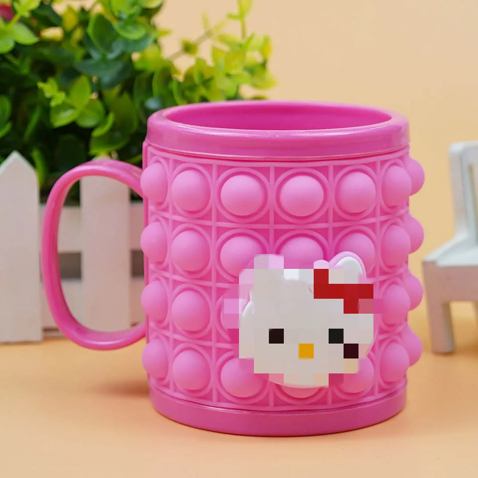 2023 кружка с милым котом, Детская кружка для напитков, силиконовая кружка-антистресс с пузырьками, поп-кружка для воды с ручкой, чашка для воды