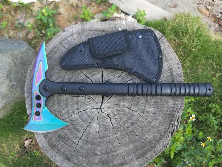 Survival pick tomahawk axe heads tactical hatchet ax outdoor wood cutting splitting hand camping axes with sheath