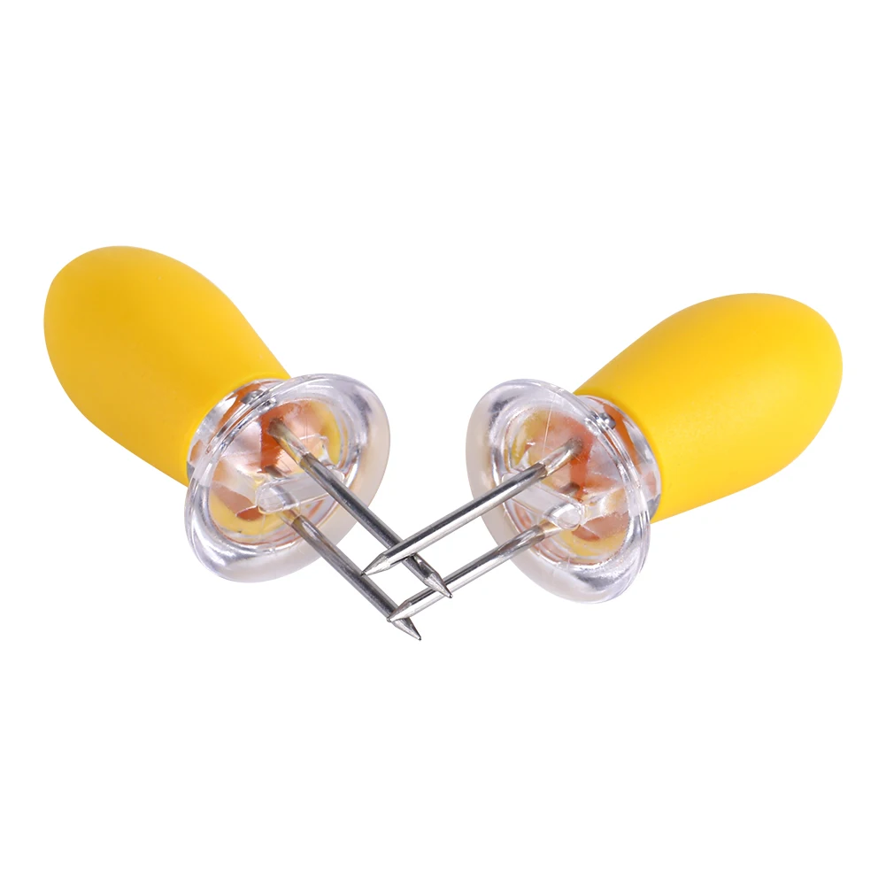 Stainless Steel BBQ Skewers Corn Cob Holders Twin Prong camping BBQ Forks Skewers BBQ Grill Fruit salad stick