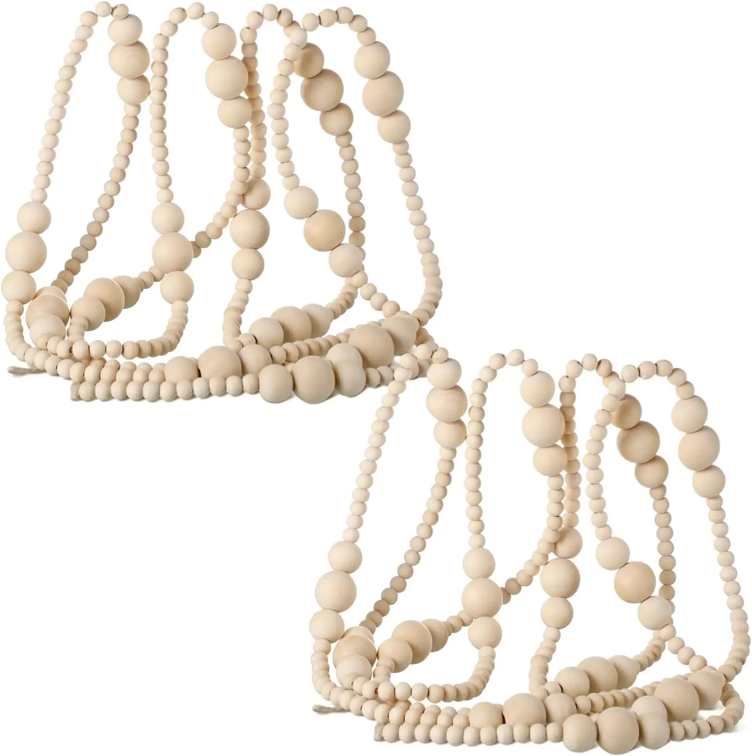 9-Foot Long Vintage Style Wooden Bead Garland Elegant Christmas Tree Decor Shabby Chic Wall Signs Wedding Decor for Everyday Use