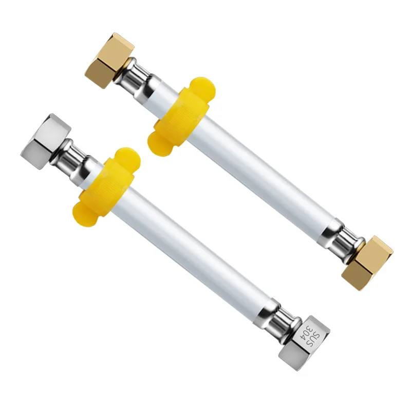 Hanssmart SS304 Nut Brass Core Double-headed Flexible Hose Silver Star PVC Metal Pluming Hose