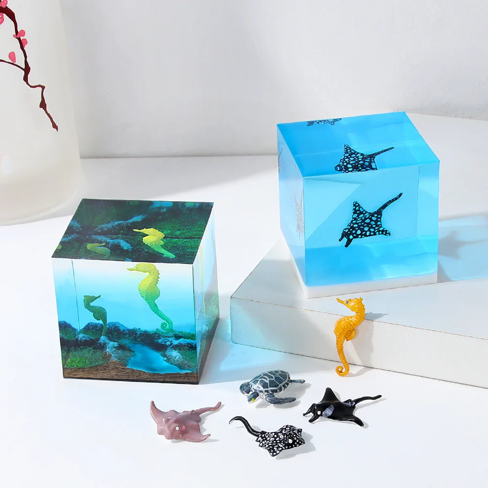 3D Manta Rays Sea Turtles Seahorses Filler Model Handmade Epoxy Resin Mold Filling Materials Ocean Whale Micro Landscape Decor