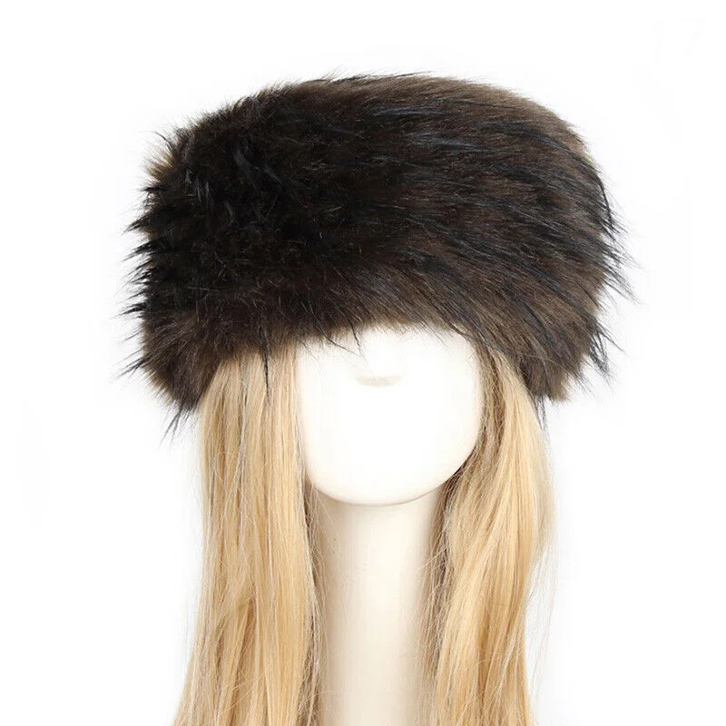 Women Russian Fluffy Faux Fur Headband Hat ladies Winter Ear Flap Ski hat Warm girls causal outdoor hat