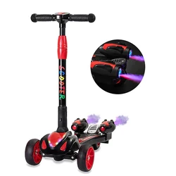 2023 New toy spray folding PU light kids scooter 3 wheel children scooter for kids children kick scooters for christmas gift