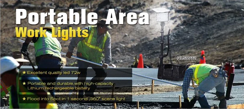 Hot Sales 72W Portable Led Remote Area Lighting Rechargeable Led Area Work Light High/Middle/Low/SOS Switch
