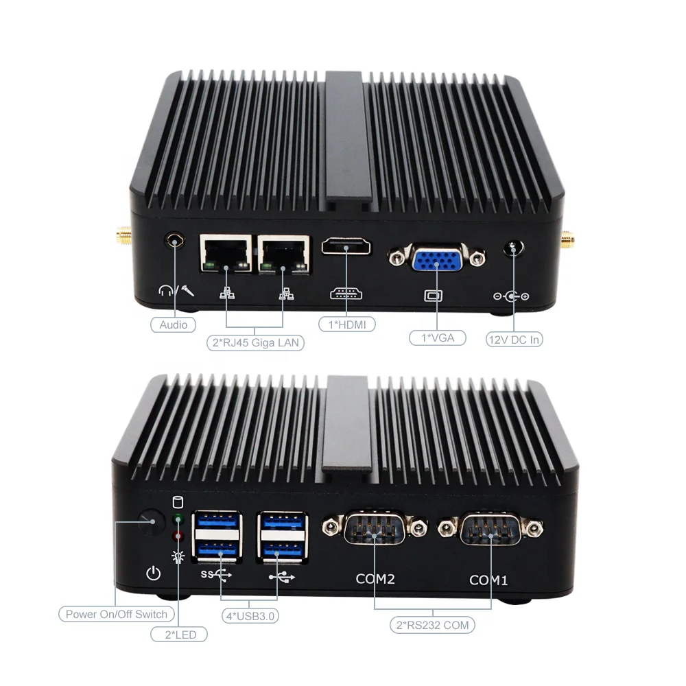 Quad Core Cele ron J4125 J4105 HD MI VGA Dual Display Fanless Computer HTPC Nettop Win IOT AES-NI Industrial Mini Desktop PC