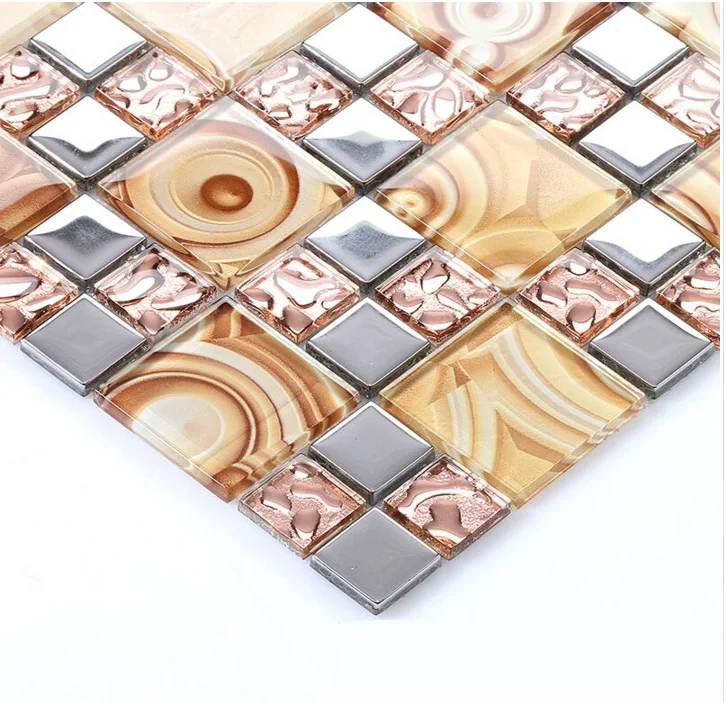 Hot sale Luxury Decorate Straight Edge Gradient Mixed Color Silver Gray Black Crystal Glass Mosaic For Wall