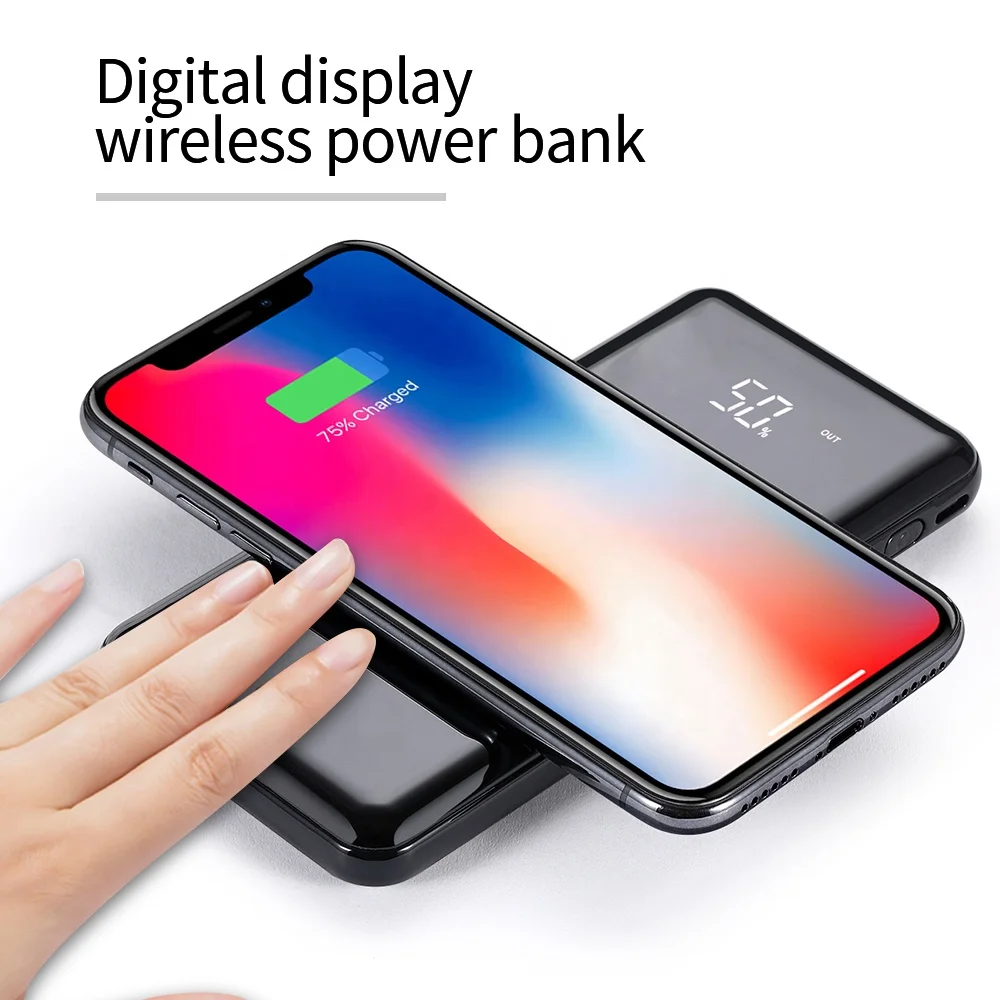 Высокое качество Заводская цена Быстрая зарядка 10000Mah беспроводной внешний аккумулятор с цифровым
