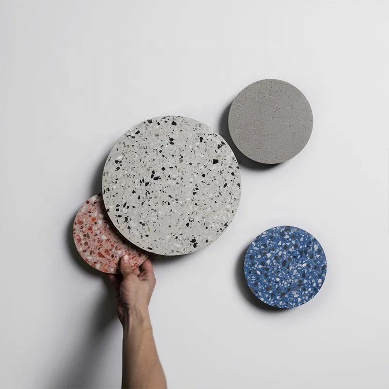 Interior Modern Disc Shaped Terrazzo Nordic Style Indoor Wall Mount Light Living Room Bedroom Ceramic LED Sconce Decoration Lamp