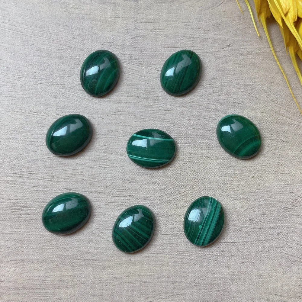 Wholesale custom oval natural stone malachite cabochon loose gemstone for jewelry inlaid rings charm accessories