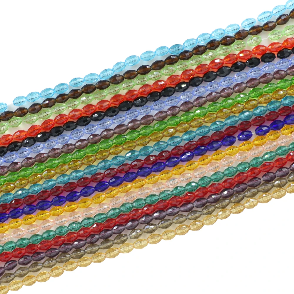 Zhubi 4X6MM Faceted Crystal Olive Beads Rondelle Glass Beads for Jewelry Making DIY Necklace Bracelet Charms Kits