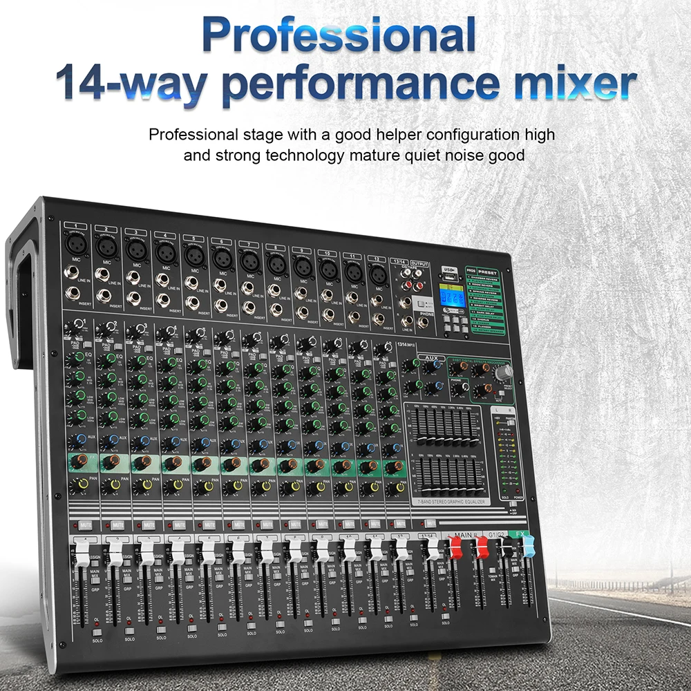 Biner DX12C горячая Распродажа Встроенные 16 типов цифровых эффектов микшерная консоль для сцены свадьбы профессиональный аудио