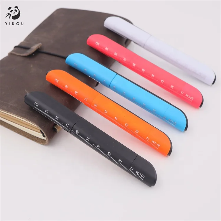 2021 Latest  Low Price factory customised  Plastic Rubber ballpen with ruler and scissors