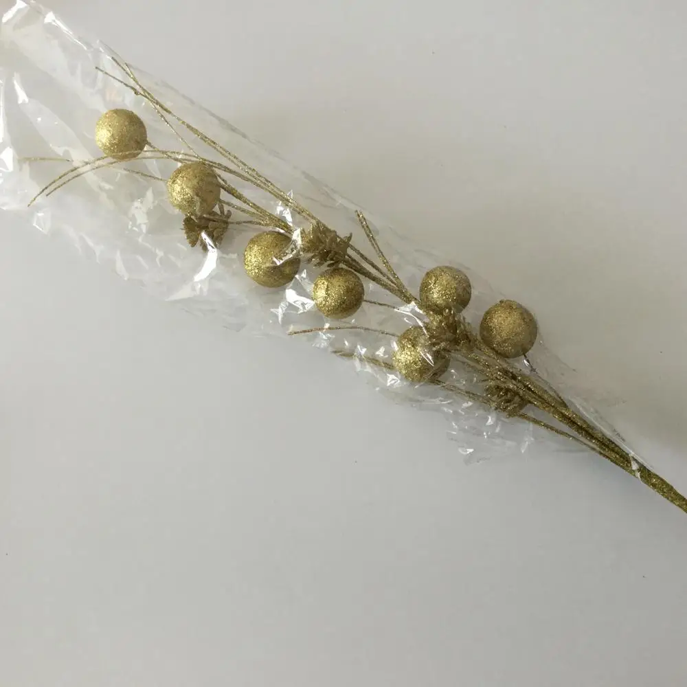 Artificial Glitter Bead berry pick for Christmas tree decoration