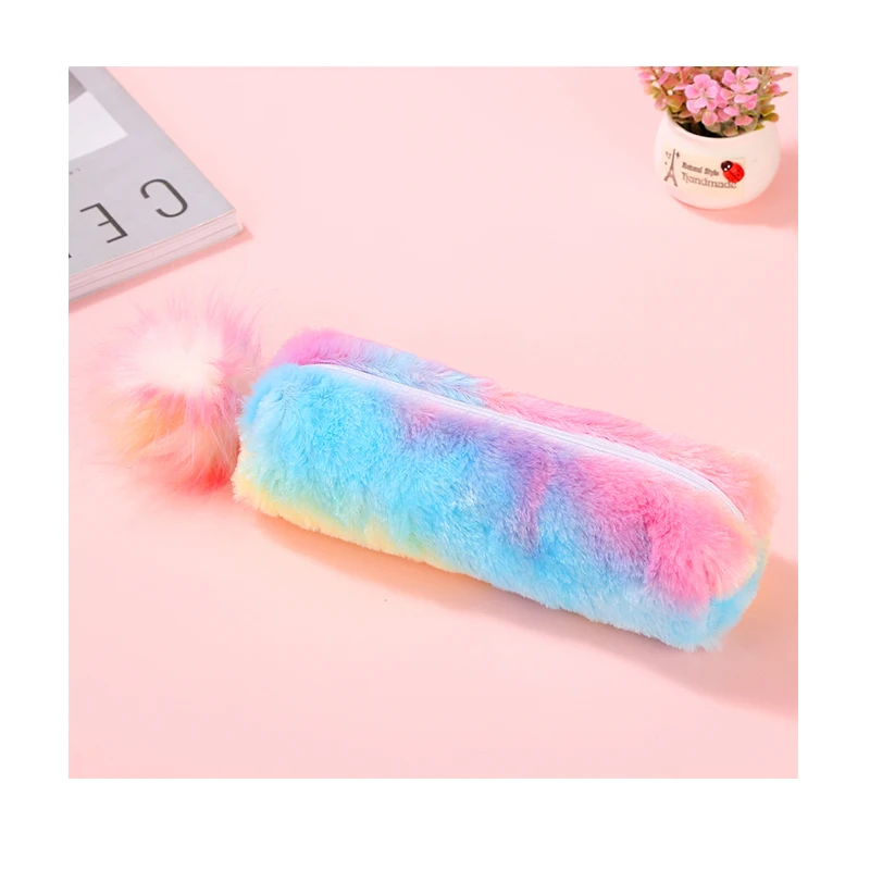 
Factory supply good quality colorful plush pencil case low price stationery bag 