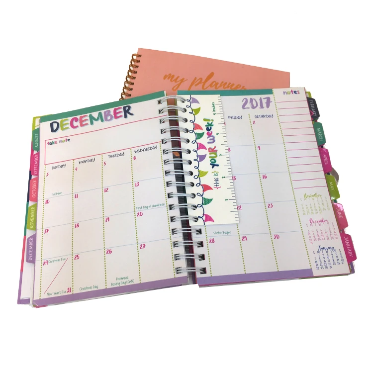 Print Weekly Hardcover Planner Agenda Daily Weekly Monthly Organizer Planner Notebook Journal Printing Custom