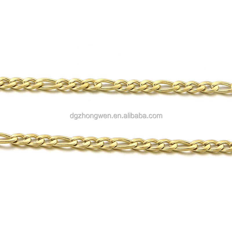 Zhongwen Toggle Bar Design  Fashion Jewelry  Stainless Steel 18K  Gold Figaro Chain Necklace