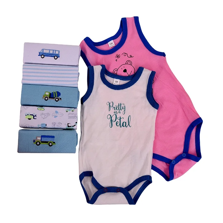 Летний хлопковый комбинезон Aoyatex для маленьких мальчиков и девочек с коротким рукавом для новорожденных Комплект коротких детских комбинезонов