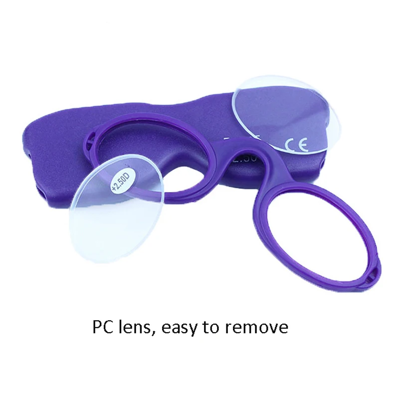 DILICN Thin Readers Mini Folding Reading Glasses Without Arms  Anti Slip Nose Clip Silicone Reading Glasses