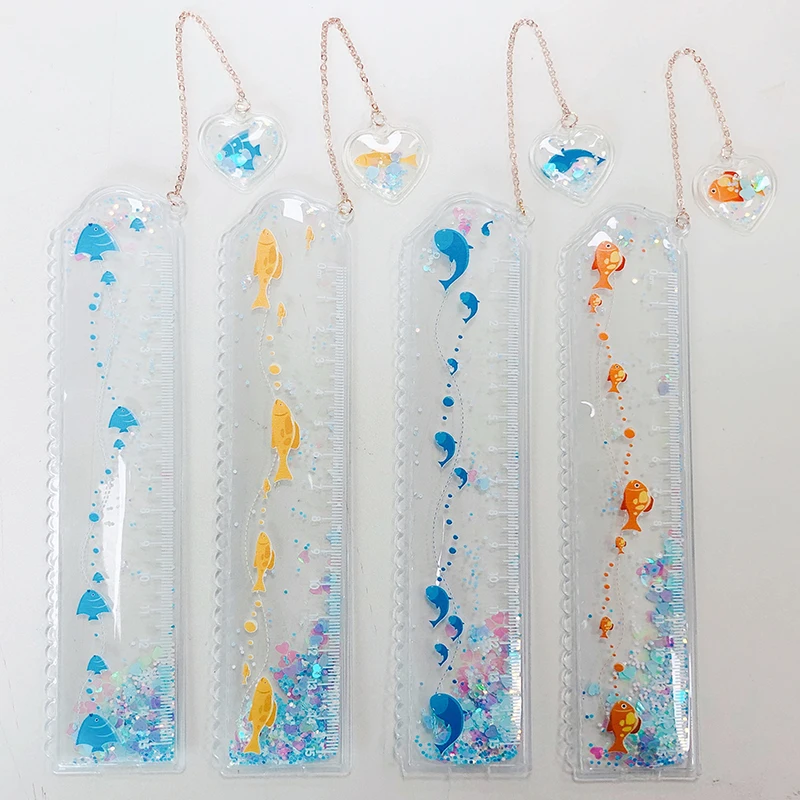 School Stationery Plastic Fashion Design Ruler Straight Ruler Multiple Colors Custom Liquid Ruler for School