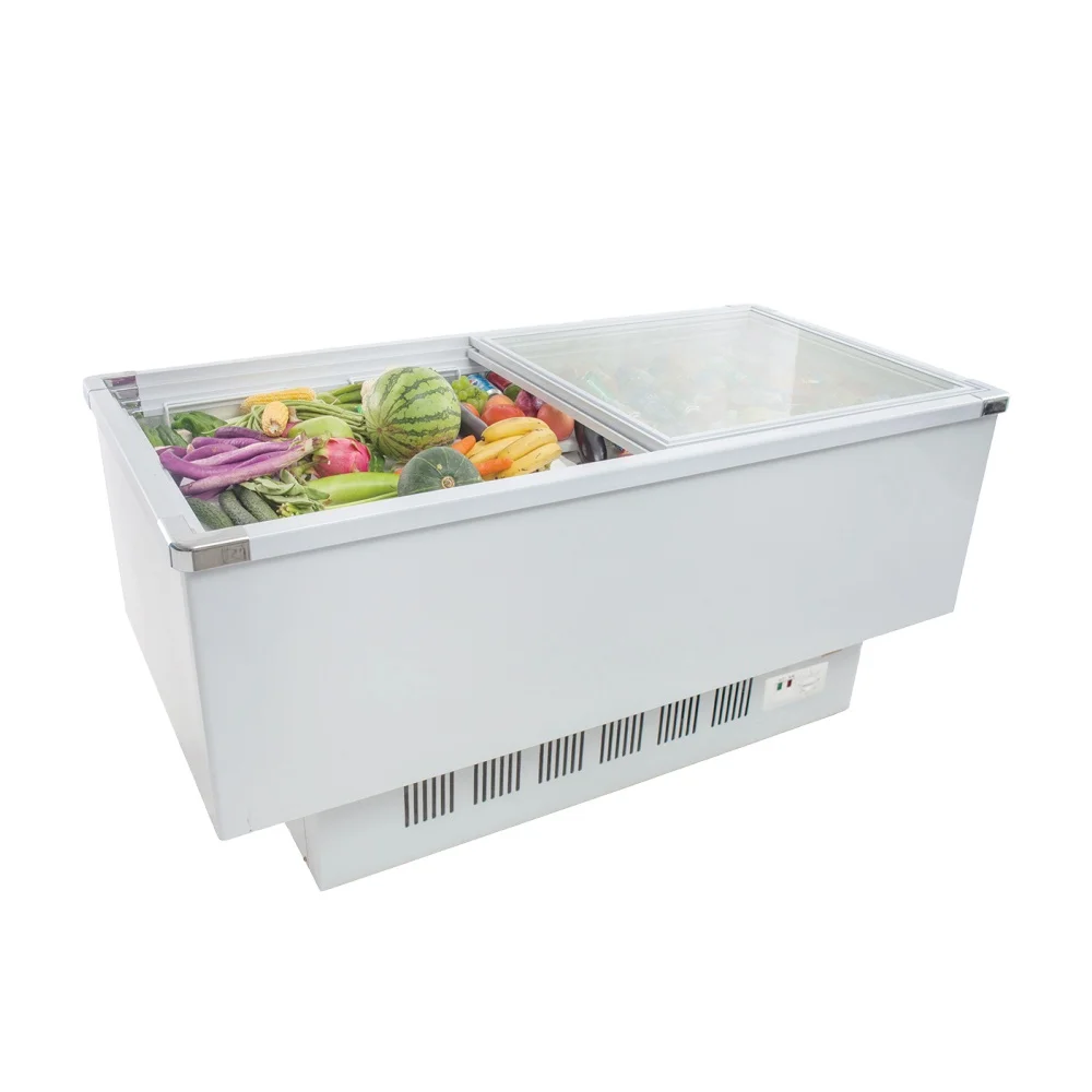 SD-2000D glass door chest freezers commercial solar freezer refrigerator fridge