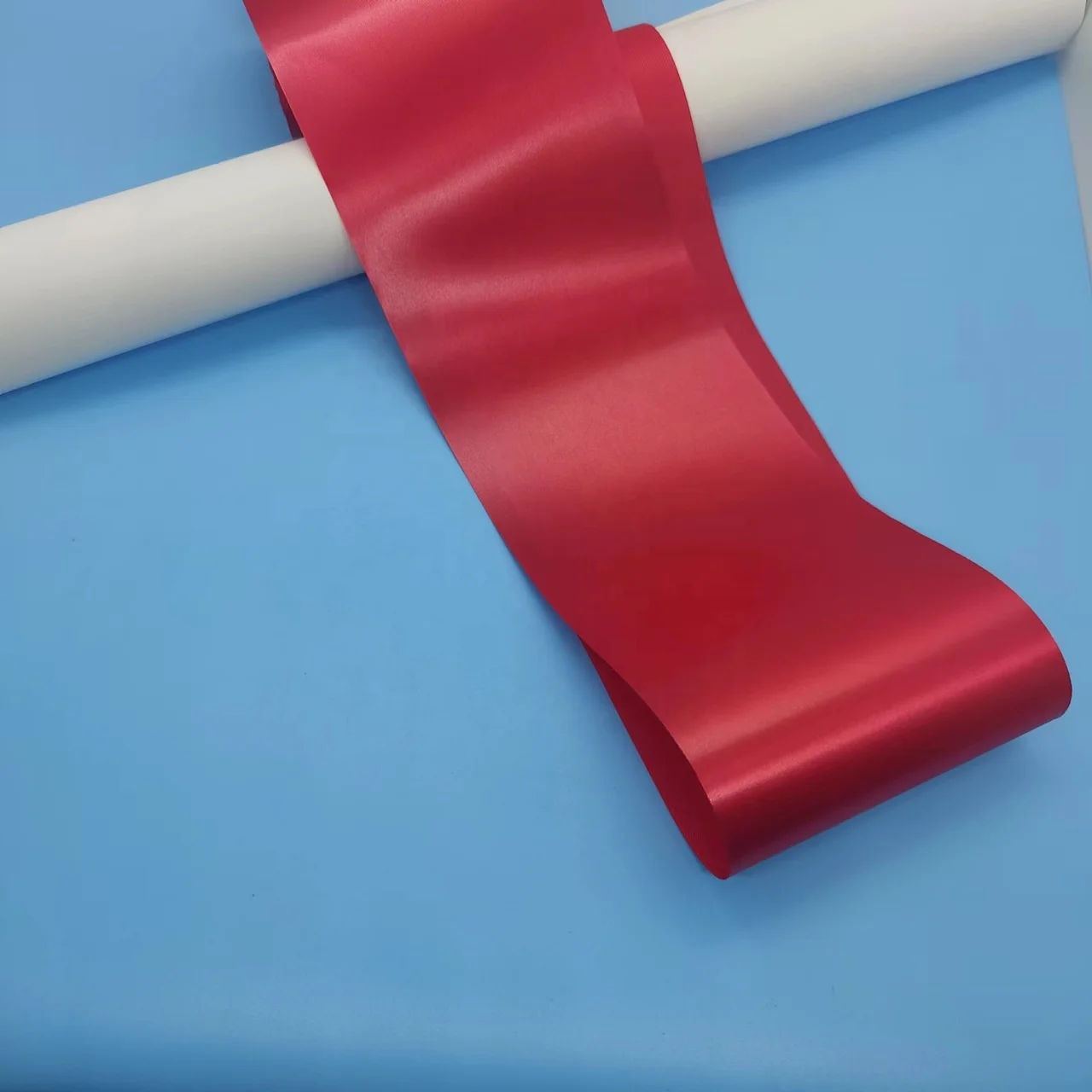 Customized Slit Edge Polyester Satin Tape Double Face 4 Inch 100mm Wide Satin Ribbon Rolls For Graduation Sash