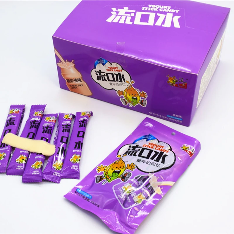 Factory OEM ODM Grape Yogurt Sticks Fruit Candies Delicious Lemon Yoghurt Box Juicy Peach Yoghurt Sugar Kdis Candies