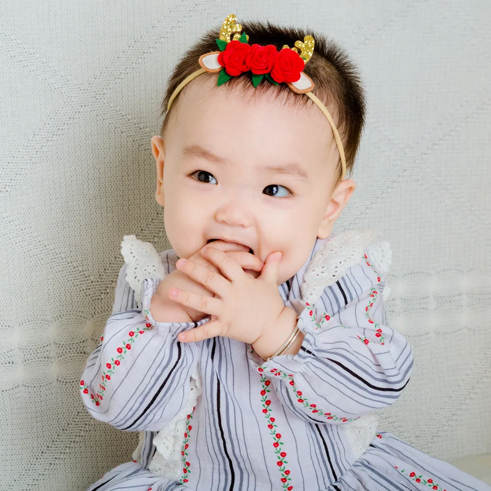 10 PCS/SET Christmas Gift for Children Hair Band Accessories for Kids Ribbon Hair Bow Ties Elastic Hairband Girls Headband