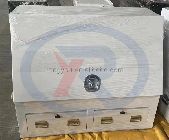 Width 1200mm White Powder Coated Steel Truck Tool Box with 2 Drawers for Ute or Truck