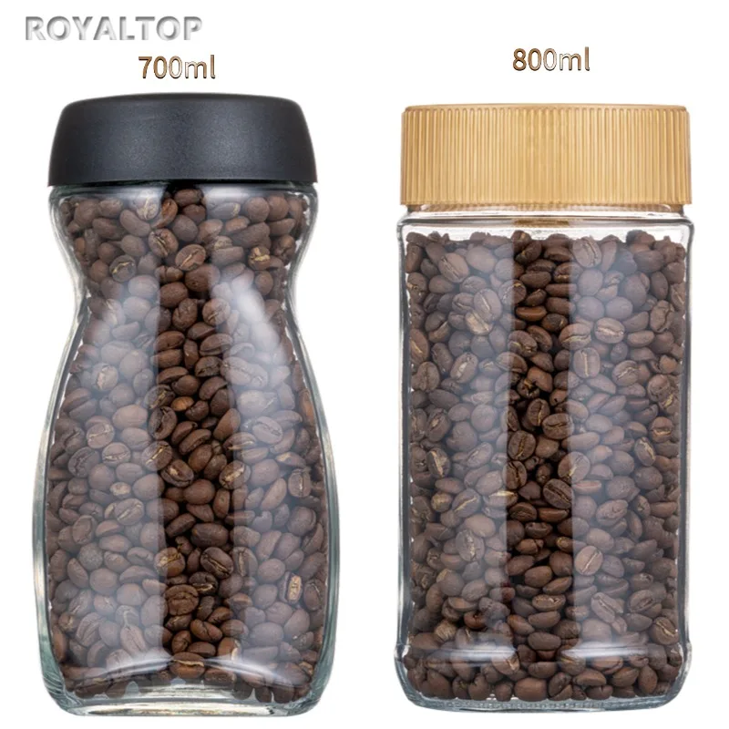 Wholesale Empty Glass Packaging Containers 200ml 400ml 800ml Plastic Screw Lid Glass Jars for 50g 100g 200g Instant Coffee