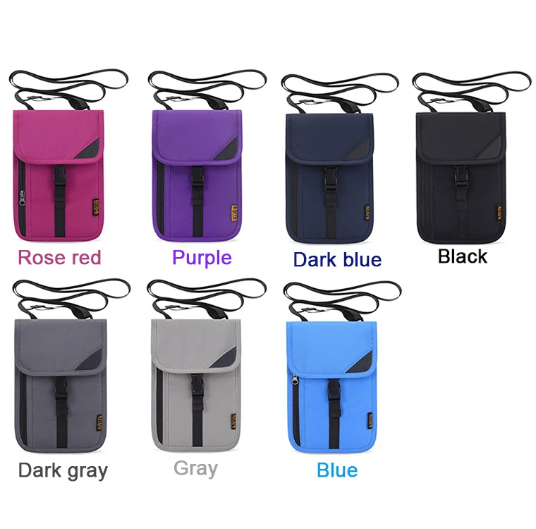 Neck Wallet RFID Blocking passport bag Holder Easy to Conceal Travel Pouch