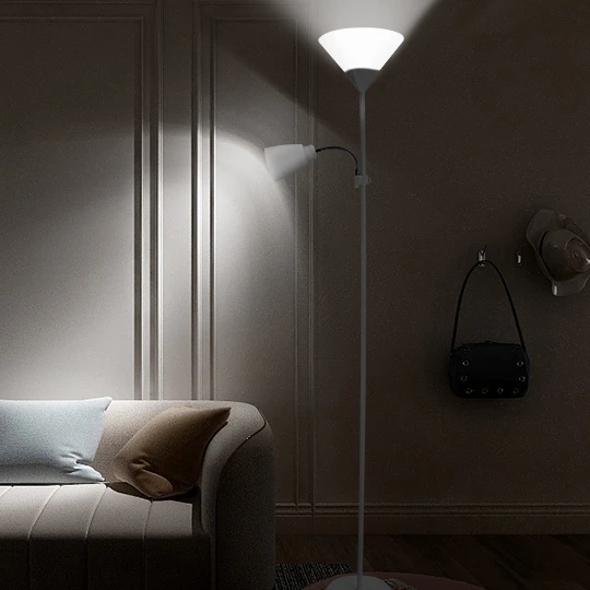 SML Simple ABS Study Office Lighting Angel Holder Shade E27 Two Lamp Metal Base Incandescent Bulb Standing Floor Lamp