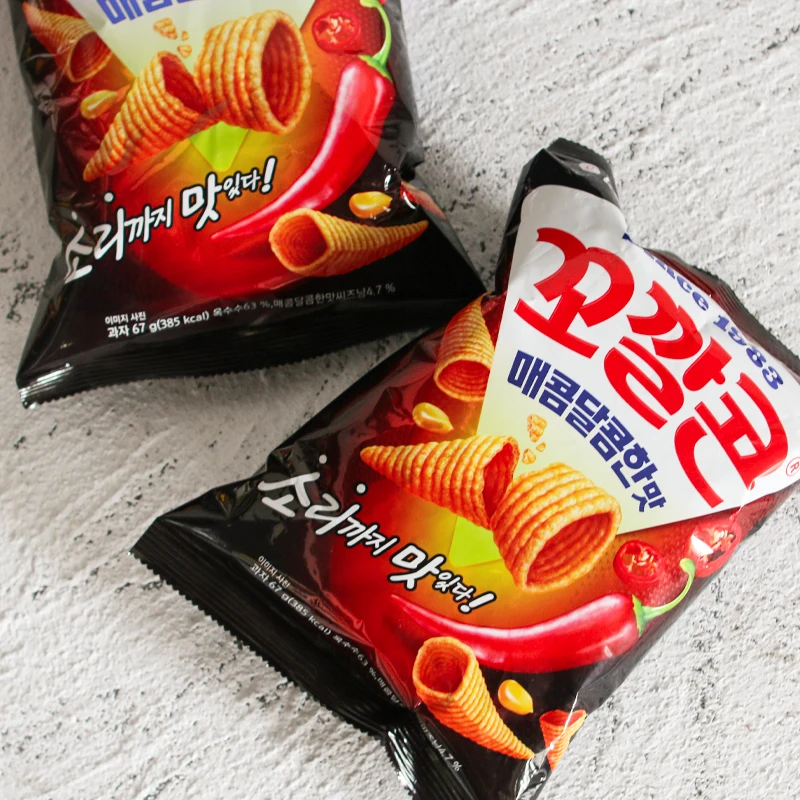 Korean crispy chips corn bugles popular with children 67g Puffed food exotic snacks