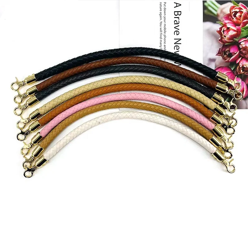 2023 PU woven leather string single-shoulder bag strap handle portable wrist strap Carry accessories hand bag handmade