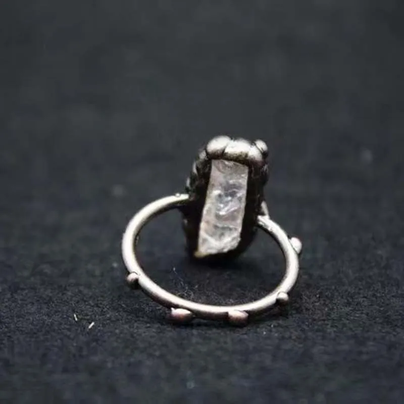 wholesale natural raw point crystal metalwork bronze ring clear energy original design