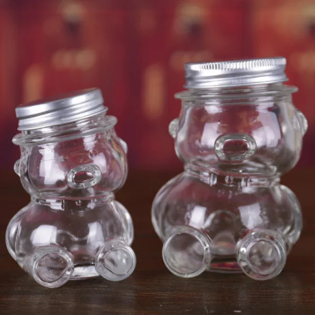 50ml 80ml 160ml 300ml Teddy Bear Shape Glass Jar Candy With Twist Off Lid