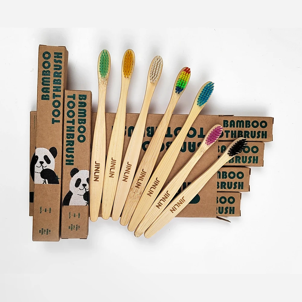 Wholesale 100% Natural Organic Degradable Biodegradable Eco-friendly Soft Bristles 8 Pack Set OEM Bamboo Toothbrush