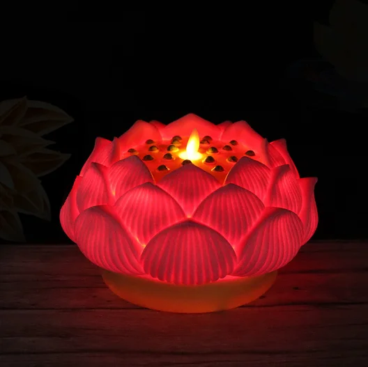 Lotus Lamp LED Electronic for Home Use, Blessing Guanyin Bodhisattva Lotus Lamp, Buddha Lamp.