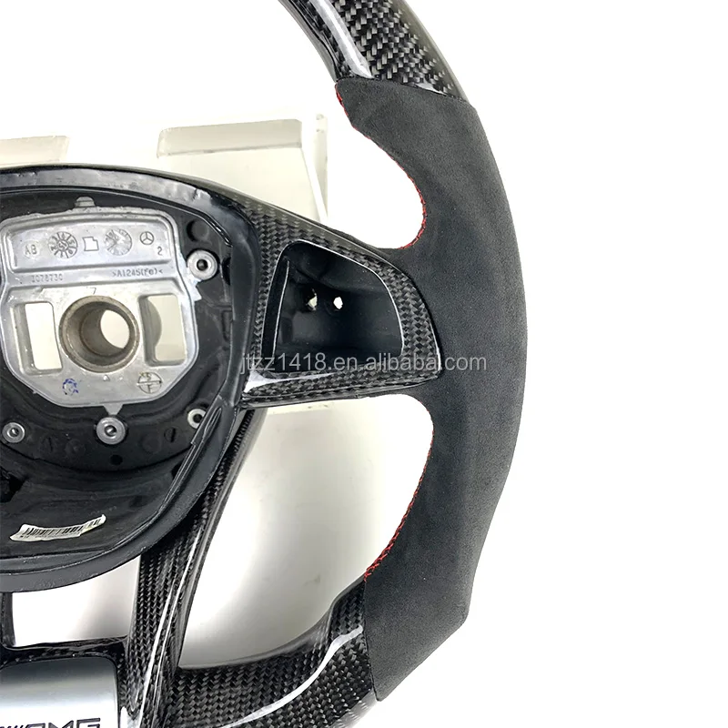 For Mercedes Benz W205 W212 W213 W221 C E B 300 AMG A45 CLA45 C63 steering wheel carbon fiber suede customization
