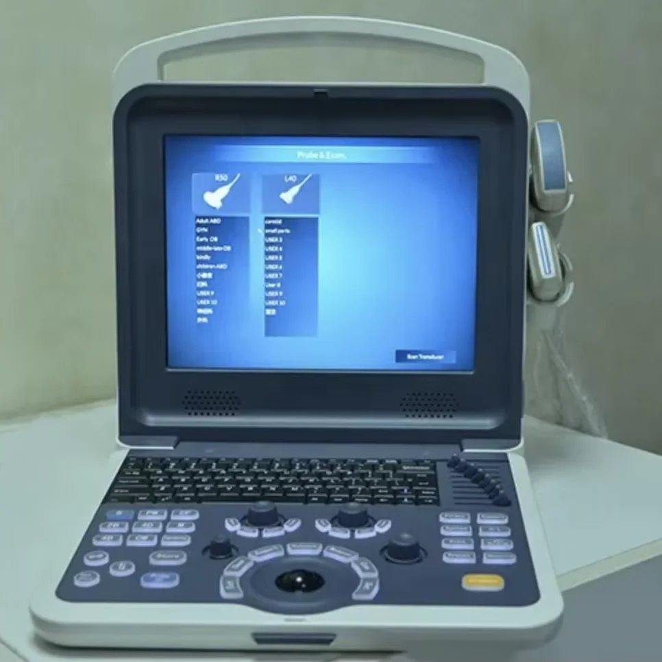Color Doppler Ultrasound Echcardiogram 80 Elements Portable 12 Inch LED Display 2 Probe Interface Doppler Ultrasound Scanner