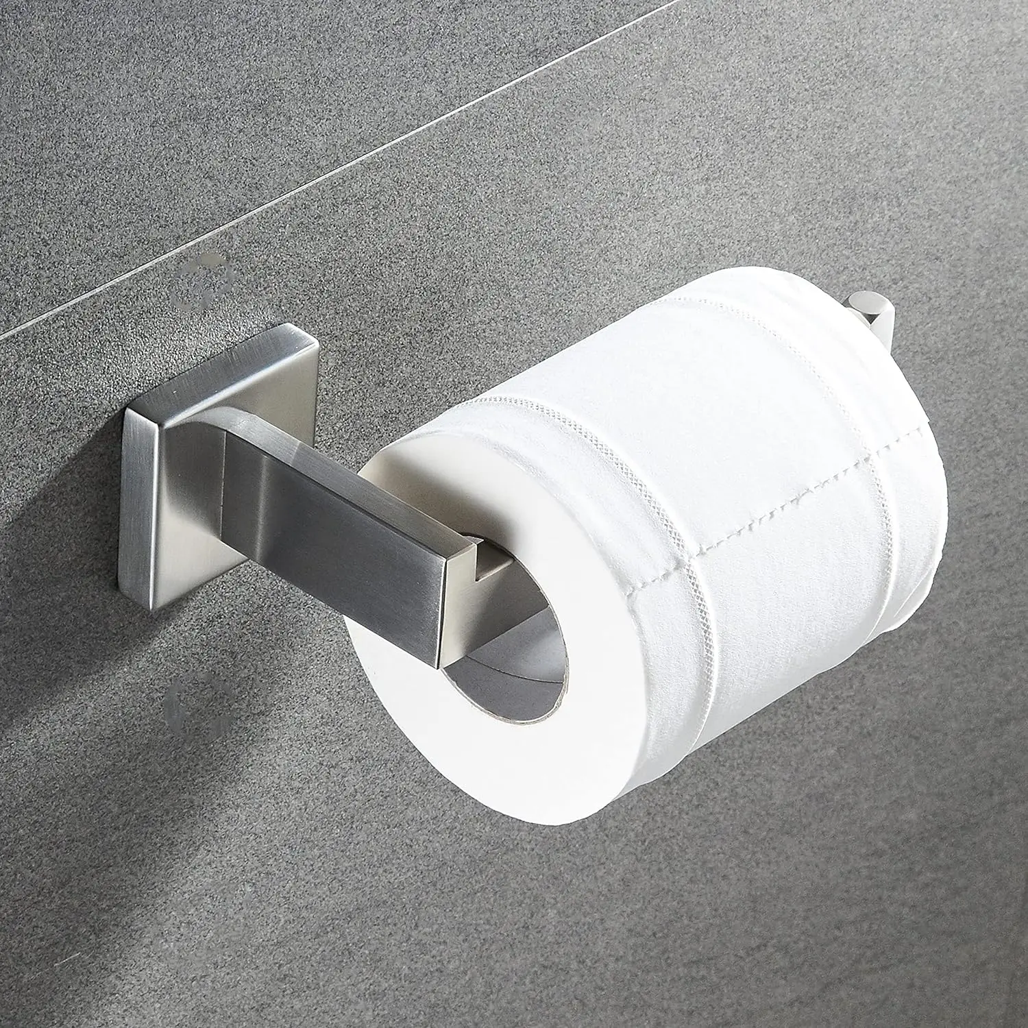 Brushed Nickel Toilet Paper Holder Wall Mount Square Silver 304 Stainless Steel Toilet Paper Roll Holder for Bathroom Rustproof