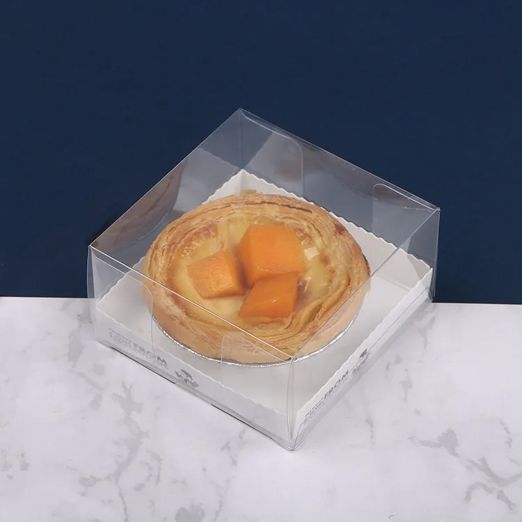 Small Square PET Transparent Mochi Mooncake Pastry Gift Box Egg Tart Packaging Box