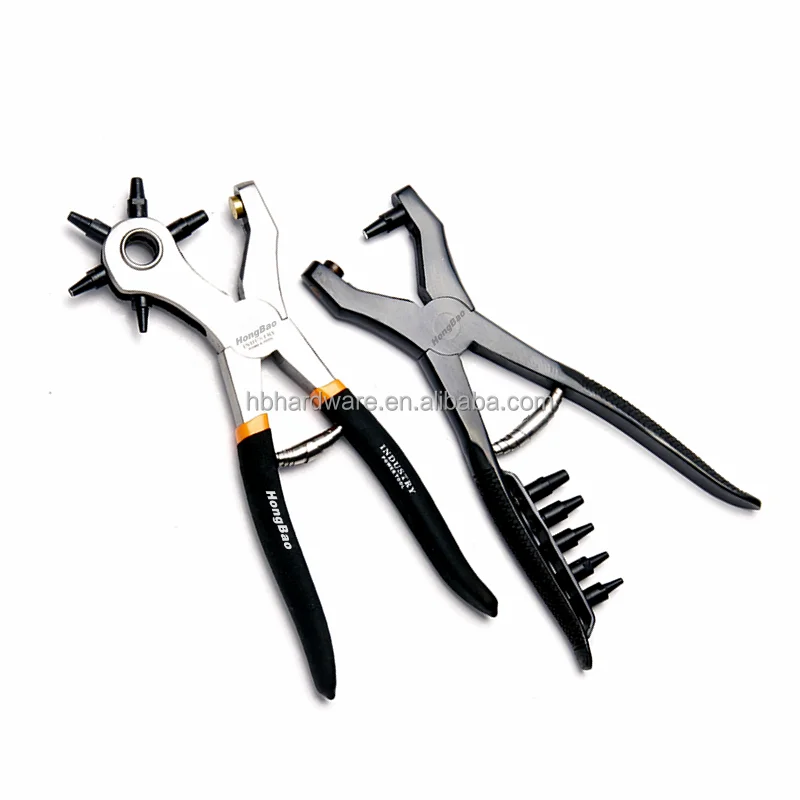 Revolve Leather Punch Toggle Joint Revolver Hole Punch Pliers with Lever Support Leather Punching Pliers with 6 Round Hole Pipe