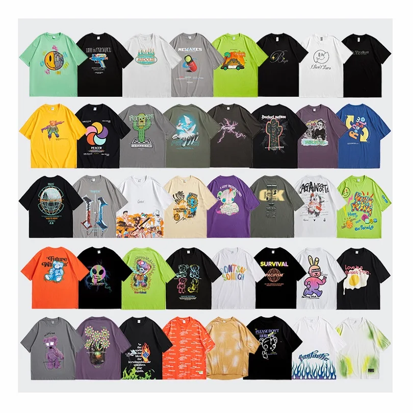 ALL Prints-3D Embossed Dtg Embroidered Acid wash Tye dye Rhinestone Puff Screen Print Tshirt Poler Camisas Stock Camisetas