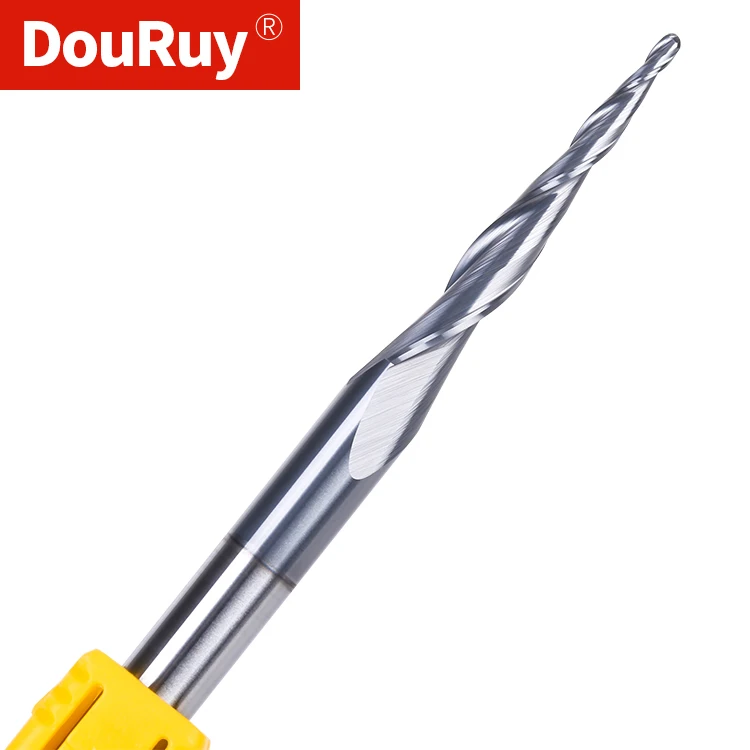 DouRuy Solid Carbide Taper Ball Nose Endmill Cutter for Wood Carving and engraving