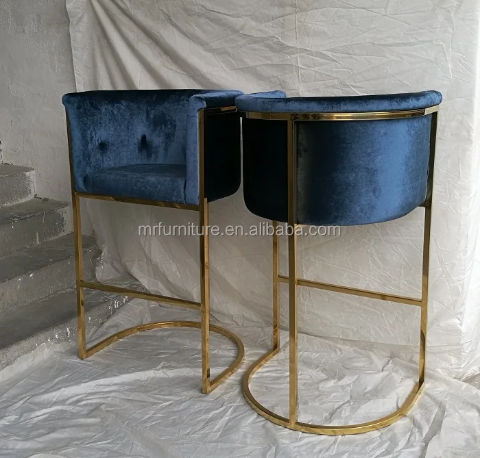 Nordic velvet restaurant high chair modern style stainless steel bar stool chair luxury furniture pink wedding guest high chairs
