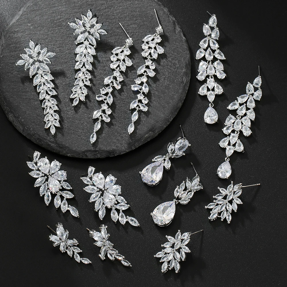 Vintage High-End Diamond Wheat Earrings Personalized Water Drop Zircon Elegant Alloy Jewelry for Bridal Party Accessories