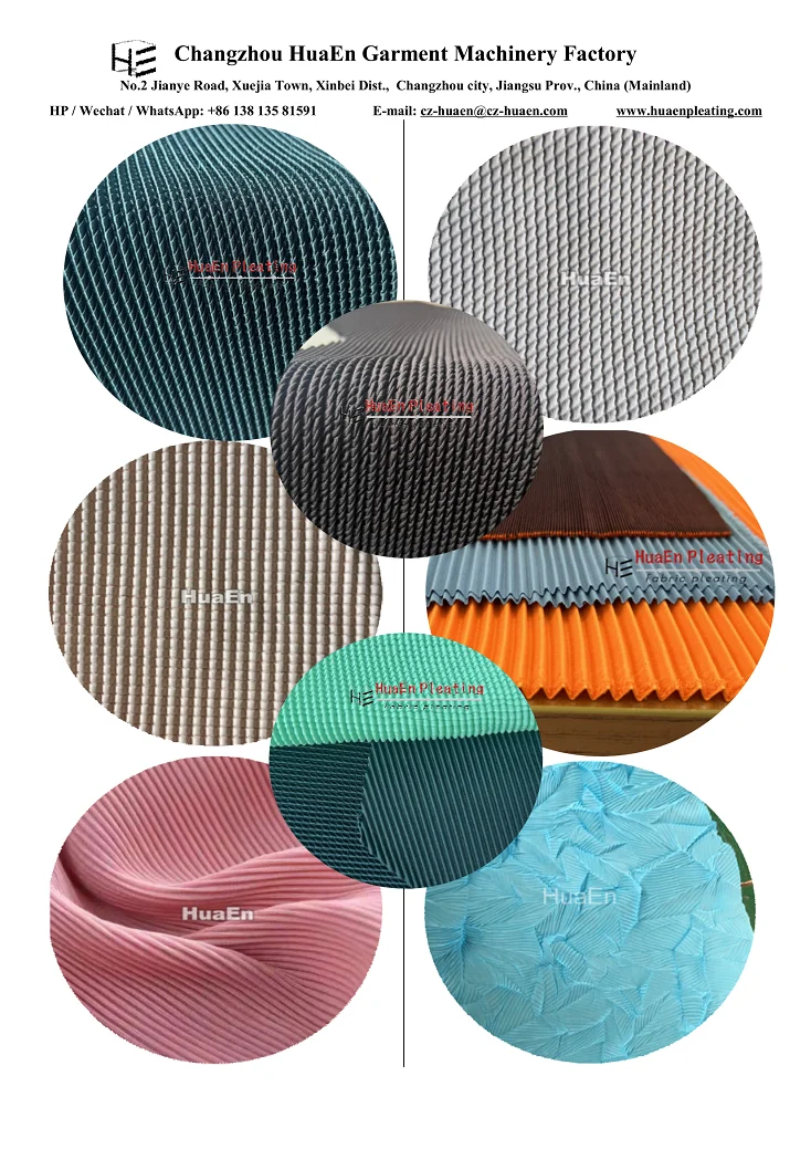 Manufacturer HuaEn Pleating machine for pleating fabrics on scarf skirt dress trousers hijabs,abayas,scarfs,kaftans,stoles