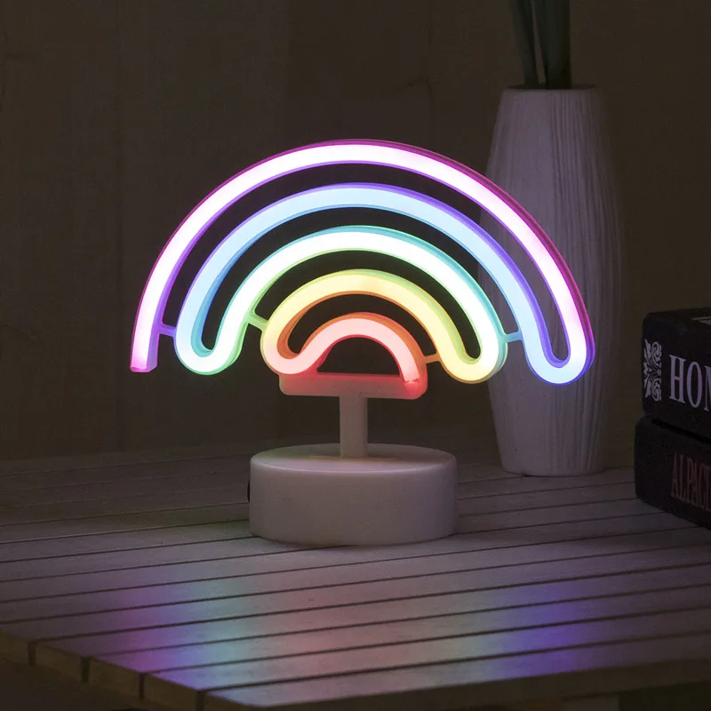 LED Neon Lights Flamingo Unicorn  Rainbow Lights Battery USB holiday party Decorative Lights