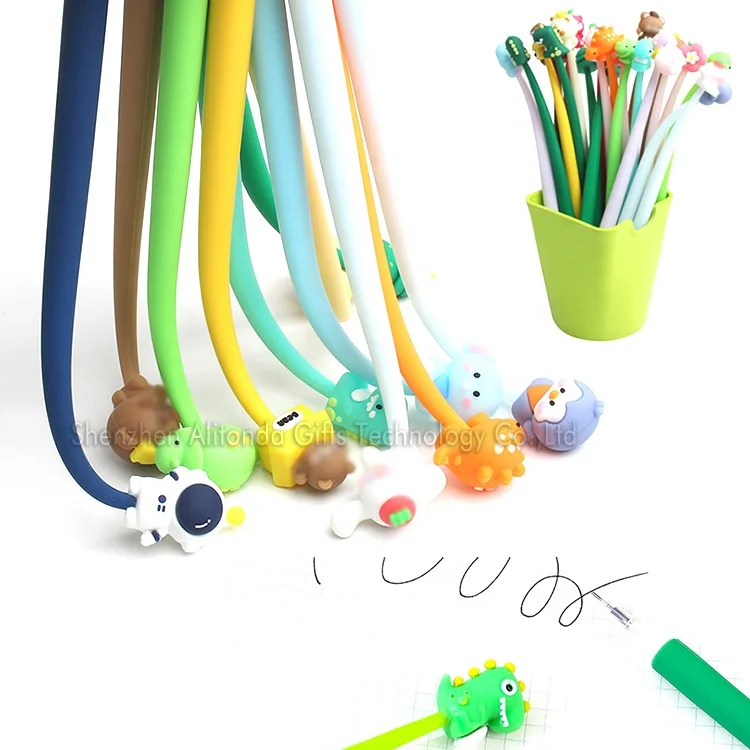 Custom promotional logo pen personalized shape baby cartoon figure pvc promotional ballpoint gel pen for advertising